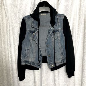 Hooded Jean Sweatshirt Jacket